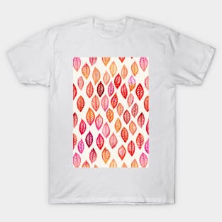 Watercolor Leaf Pattern in Autumn Colors T-Shirt